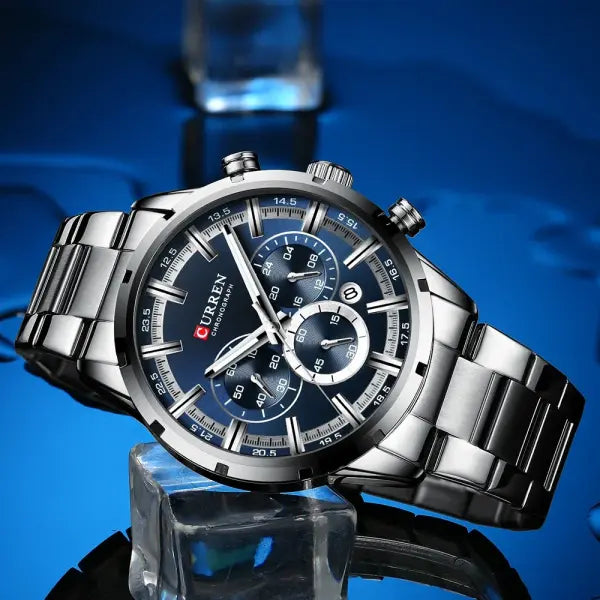 Curren Quartz Chronograph Watch Stainless Steel Material Luxury