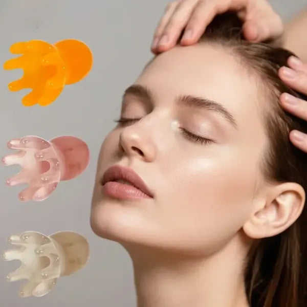 Resin Octopus Scalp Massager & Hair Care Comb – 5-Claw Meridian Scraping Tool for Head Relaxation Gua Sha Acupuncture