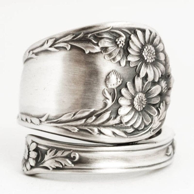 Retro Brushed Craftsmanship Three-leaf Tree Of Life Ring - Silver A / Adjustable opening