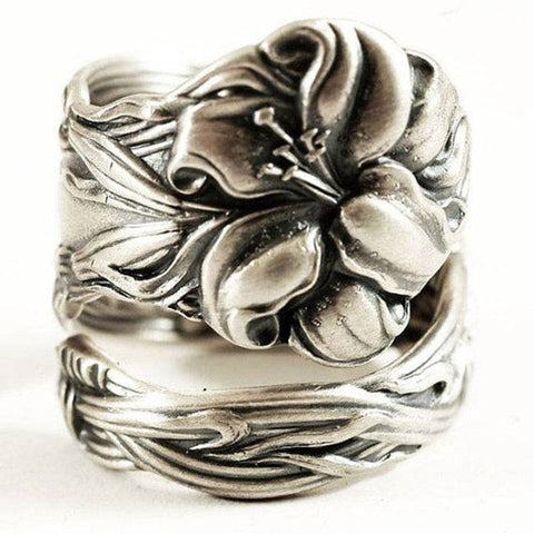 Retro Brushed Craftsmanship Three-leaf Tree Of Life Ring - Silver B / Adjustable opening