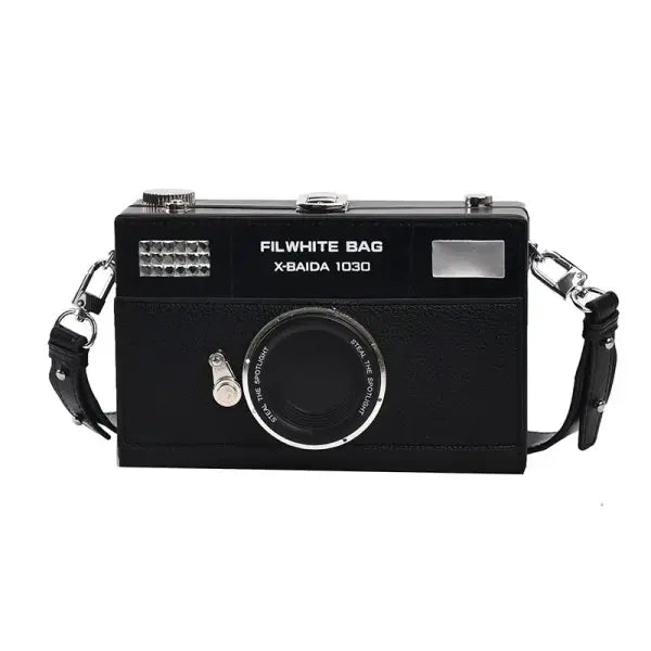 Retro Camera Crossbody Bag PU Leather 2026 Versatile Fashion Square Bag - black