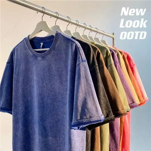 Retro Heavyweight Cotton Oversized T-Shirt Trendy Streetwear Style