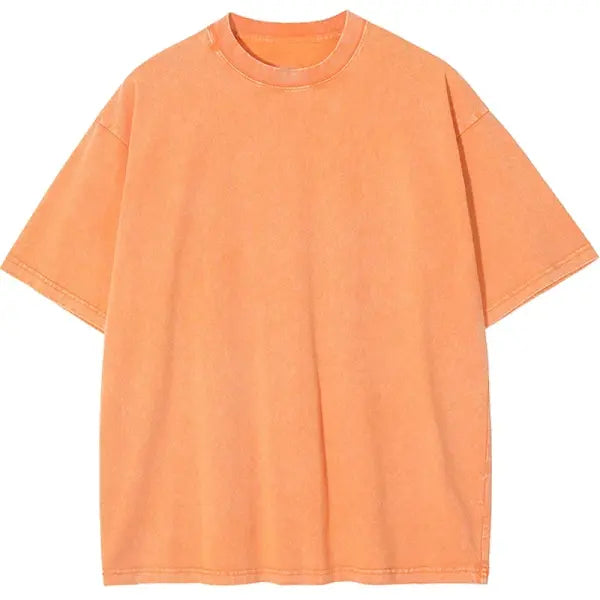 Retro Heavyweight Cotton Oversized T-Shirt Trendy Streetwear Style - Orange / M 55-70KG