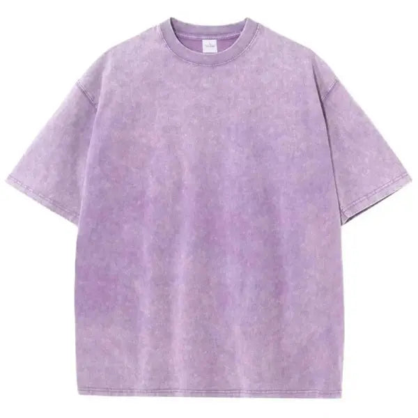 Retro Heavyweight Cotton Oversized T-Shirt Trendy Streetwear Style - Purple / XXL