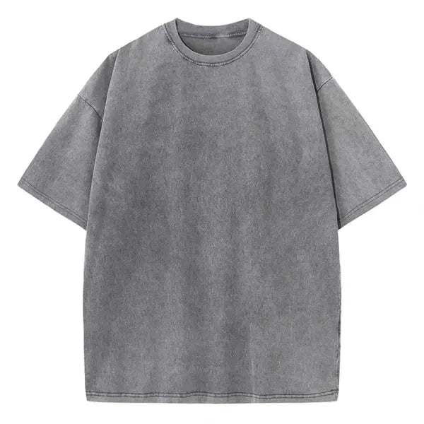 Retro Heavyweight Cotton Oversized T-Shirt Trendy Streetwear Style - Gray / XXL