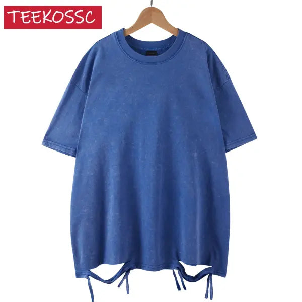 Retro Heavyweight Cotton Oversized T-Shirt Trendy Streetwear Style - Blue 1 / XXL