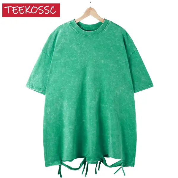 Retro Heavyweight Cotton Oversized T-Shirt Trendy Streetwear Style - Green 1 / M 55-70KG
