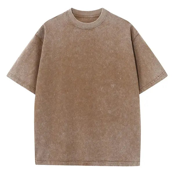 Retro Heavyweight Cotton Oversized T-Shirt Trendy Streetwear Style - Brown / XXL