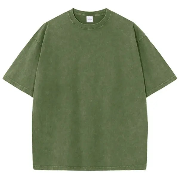 Retro Heavyweight Cotton Oversized T-Shirt Trendy Streetwear Style - Dark Green / XXL