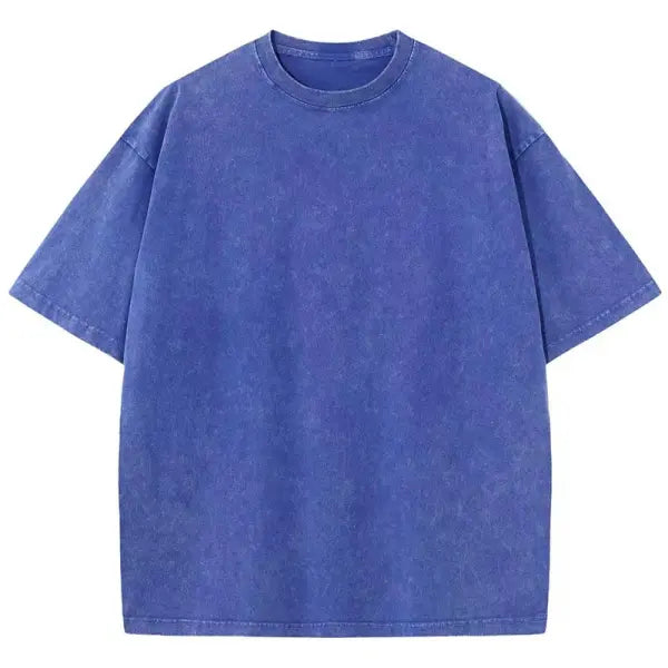 Retro Heavyweight Cotton Oversized T-Shirt Trendy Streetwear Style - Blue / XXL