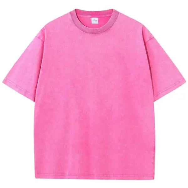 Retro Heavyweight Cotton Oversized T-Shirt Trendy Streetwear Style - Rose Red / XXL