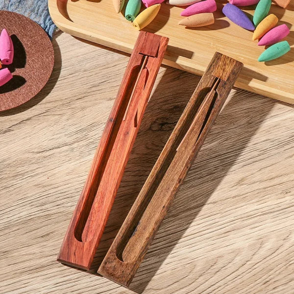 Retro Natural Bamboo Wooden Incense Holder with Elegant Ash Catcher - Himpall