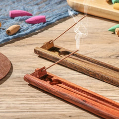 Retro Natural Bamboo Wooden Incense Holder with Elegant Ash Catcher - Himpall