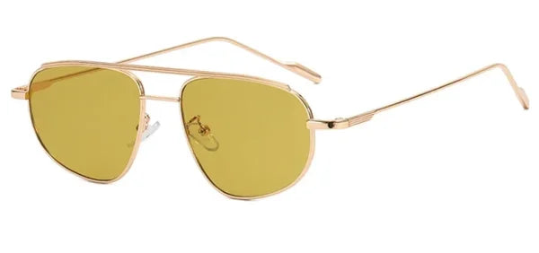 Retro Pilot Alloy Sunglasses for Women – Vintage UV400 Punk Shades - Gold Green / other