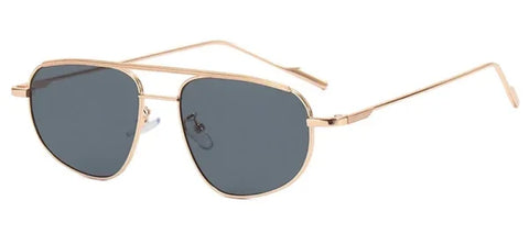 Retro Pilot Alloy Sunglasses for Women – Vintage UV400 Punk Shades - Gold Gray / other
