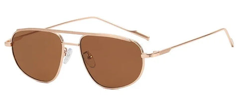 Retro Pilot Alloy Sunglasses for Women – Vintage UV400 Punk Shades - Gold Tea / other