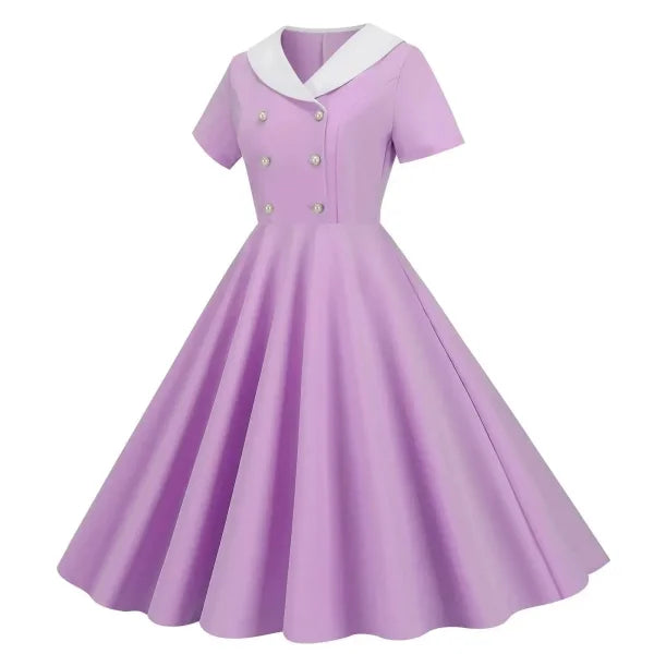 Retro Plaid Vintage Dresses From the 50s 60s and 70s - Purple / XXL / United States