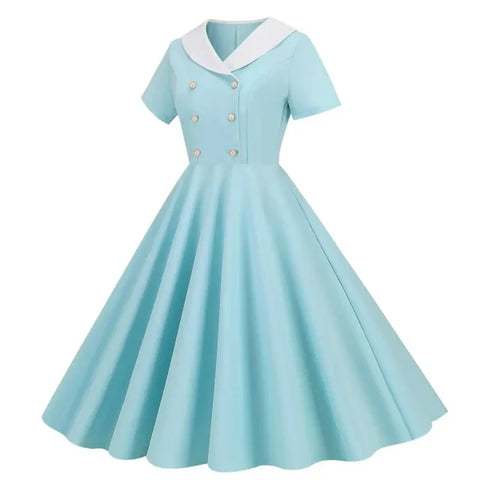 Retro Plaid Vintage Dresses From the 50s 60s and 70s - Blue / L / United States