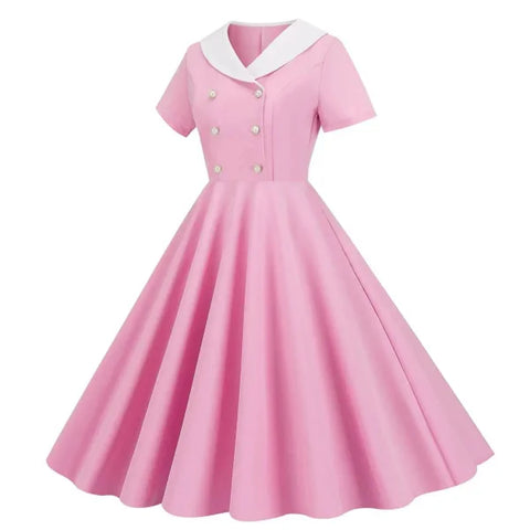 Retro Plaid Vintage Dresses From the 50s 60s and 70s - Pink / XL / United States