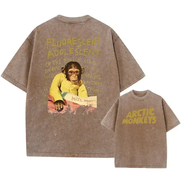 Retro Rock Arctic Monkeys Music Album Graphic T-Shrit Men’s Vintage Washed Oversized Short Sleeve T Shirt Y2k Hip Hop