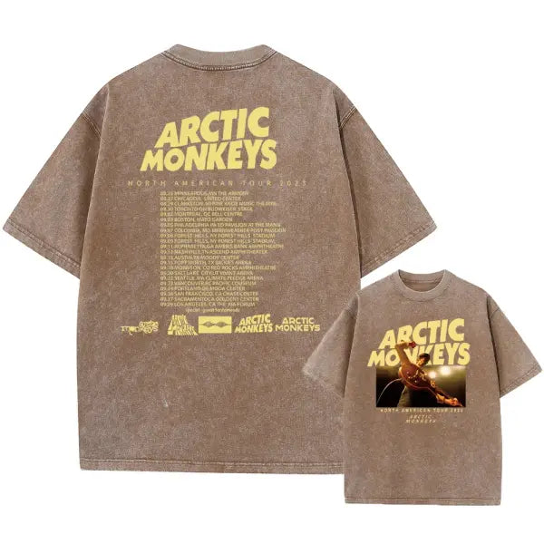 Retro Rock Arctic Monkeys Music Album Graphic T-Shrit Men’s Vintage Washed Oversized Short Sleeve T Shirt Y2k Hip Hop