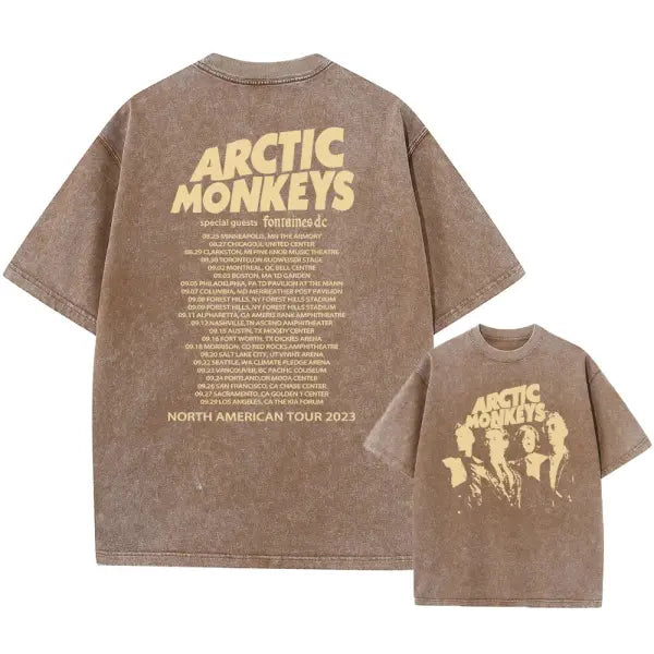 Retro Rock Arctic Monkeys Music Album Graphic T-Shrit Men’s Vintage Washed Oversized Short Sleeve T Shirt Y2k Hip Hop