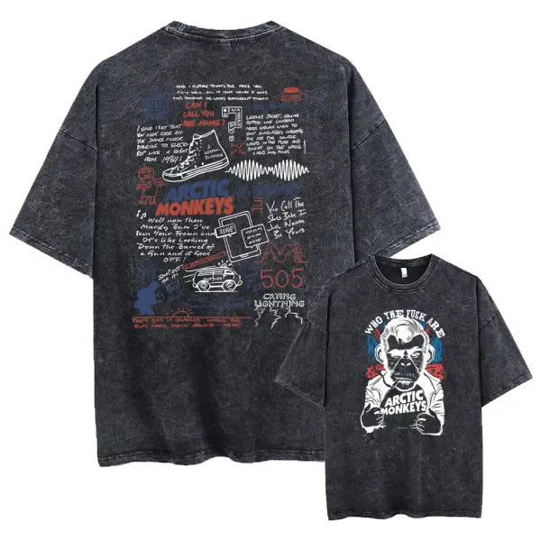 Retro Rock Arctic Monkeys Music Album Graphic T-Shrit Men’s Vintage Washed Oversized Short Sleeve T Shirt Y2k Hip Hop