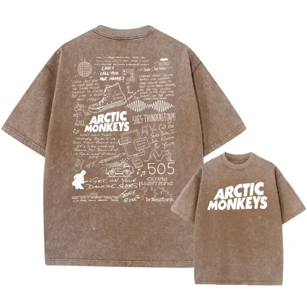 Retro Rock Arctic Monkeys Music Album Graphic T-Shrit Men’s Vintage Washed Oversized Short Sleeve T Shirt Y2k Hip Hop