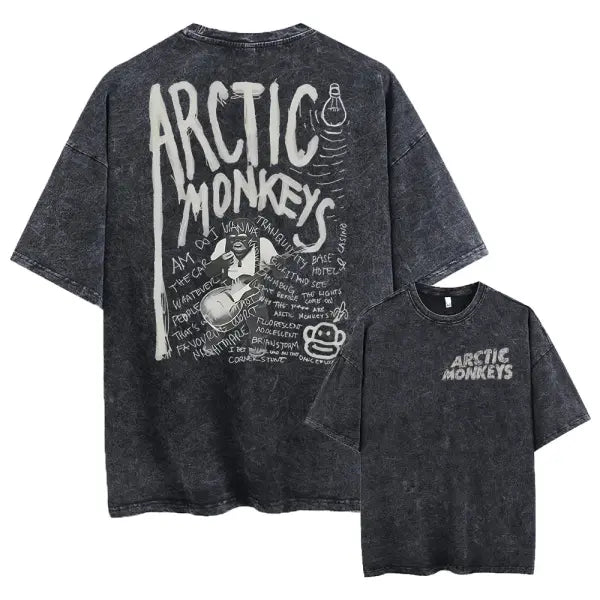 Retro Rock Arctic Monkeys Music Album Graphic T-Shrit Men’s Vintage Washed Oversized Short Sleeve T Shirt Y2k Hip Hop
