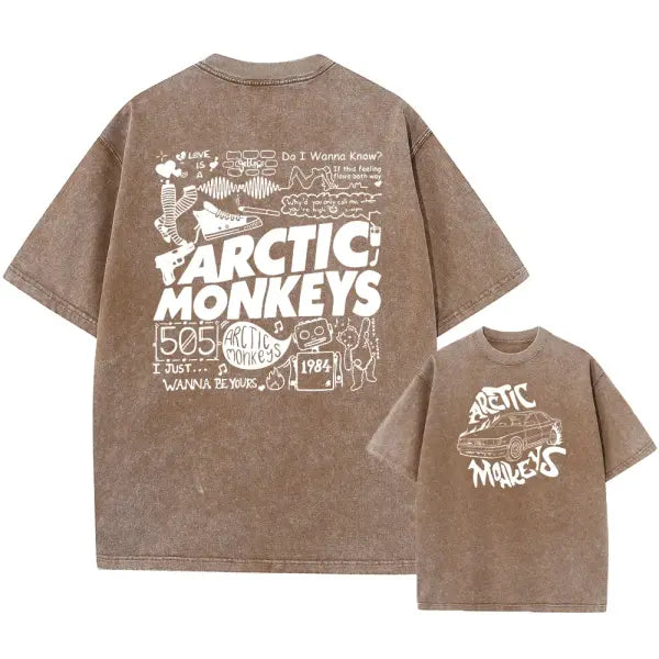 Retro Rock Arctic Monkeys Music Album Graphic T-Shrit Men’s Vintage Washed Oversized Short Sleeve T Shirt Y2k Hip Hop