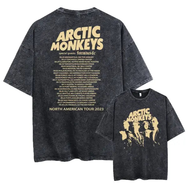 Retro Rock Arctic Monkeys Music Album Graphic T-Shrit Men’s Vintage Washed Oversized Short Sleeve T Shirt Y2k Hip Hop