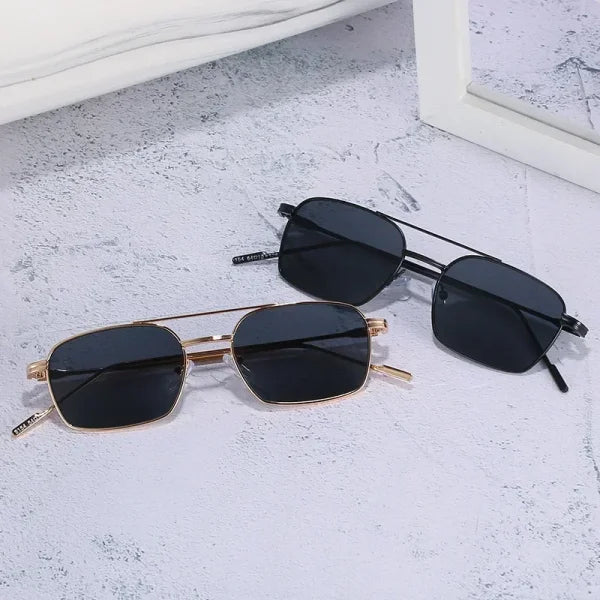 Retro Square Metal Sunglasses – Unisex Vintage Fashion Shades - Himpall