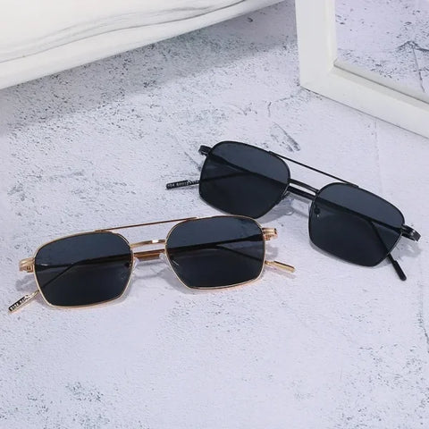 Retro Square Metal Sunglasses – Unisex Vintage Fashion Shades - Himpall