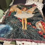 Retro Village Sofa Blanket Cotton Thread Throw Christmas Living Room Leisure Sofa Cover Winter Knitted New Years Gifts