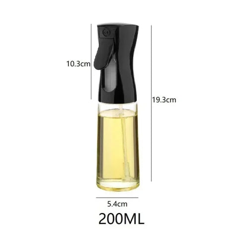 Reusable Olive Oil Spray Bottle for Cooking – Food Grade Oil & Vinegar Dispenser Mist - 200 ML Black