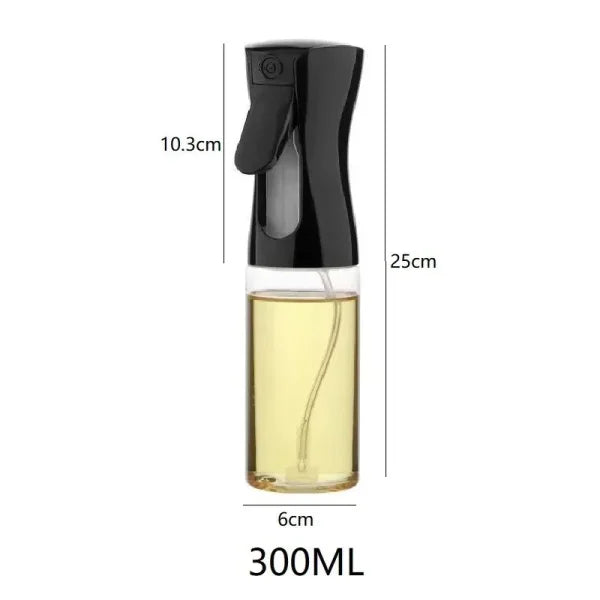 Reusable Olive Oil Spray Bottle for Cooking – Food Grade Oil & Vinegar Dispenser Mist - 300 ML Black