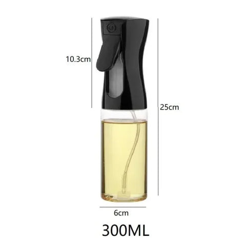 Reusable Olive Oil Spray Bottle for Cooking – Food Grade Oil & Vinegar Dispenser Mist - 300 ML Black