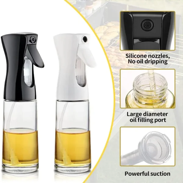 Reusable Olive Oil Spray Bottle for Cooking – Food Grade Oil & Vinegar Dispenser Mist