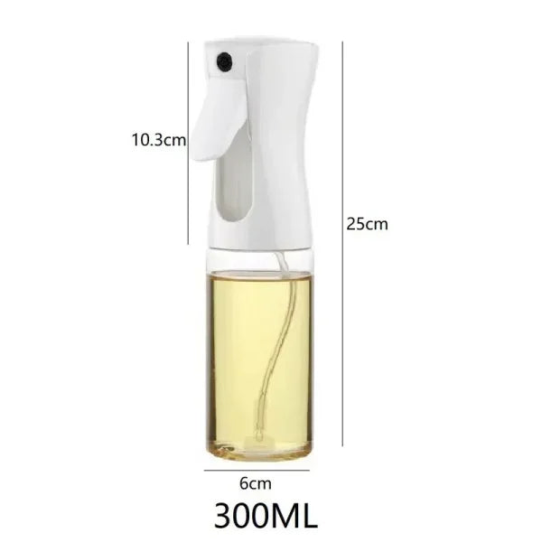 Reusable Olive Oil Spray Bottle for Cooking – Food Grade Oil & Vinegar Dispenser Mist - 300 ML White