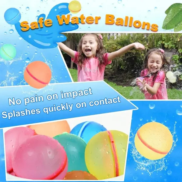 Reusable Water Balls Silicone Splash Toys for Outdoor Pool Games - Random Color 1pcs