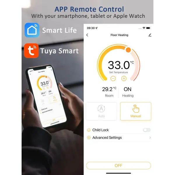 Smart WiFi Thermostat with RF Receiver – Wireless Floor Heating & Gas Boiler Temperature Controller