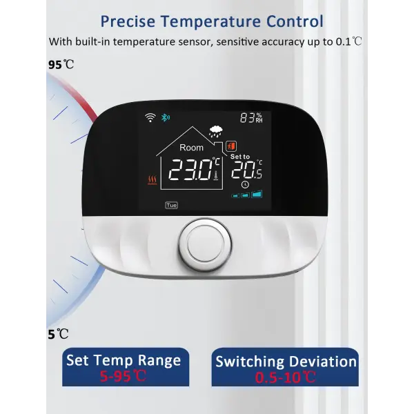 Smart WiFi Thermostat with RF Receiver – Wireless Floor Heating & Gas Boiler Temperature Controller