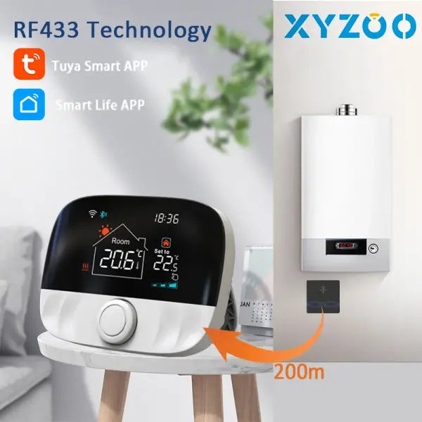 Smart WiFi Thermostat with RF Receiver – Wireless Floor Heating & Gas Boiler Temperature Controller