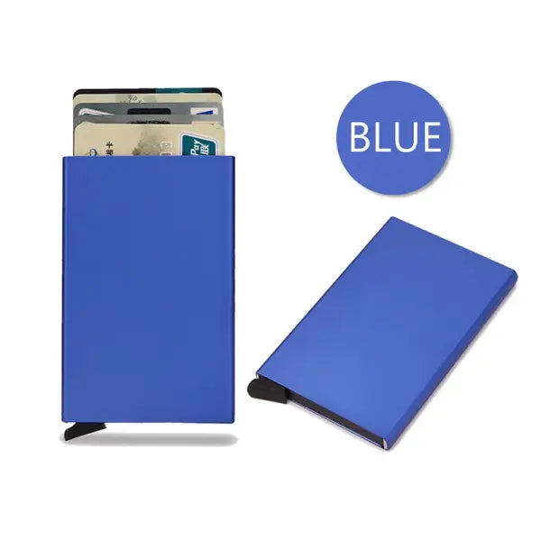 Smart Wallet Slim Men and Women Metal Card Holder - Blue
