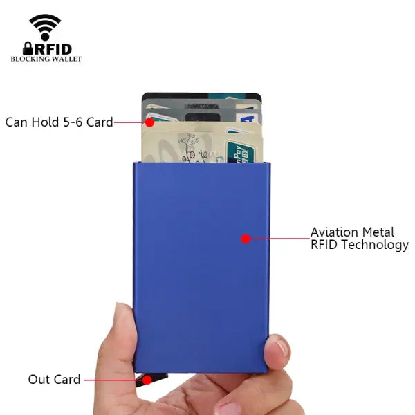 Rfid Smart Wallet Card Holder Metal Thin Slim Men Women Wallets Pop Up Minimalist Wallet Small Black Purse Vallet