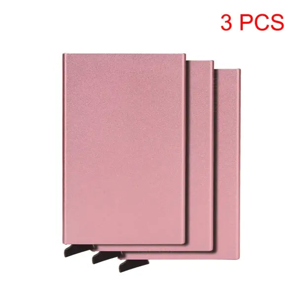 Smart Wallet Slim Men and Women Metal Card Holder - Rose Red 3 PCS