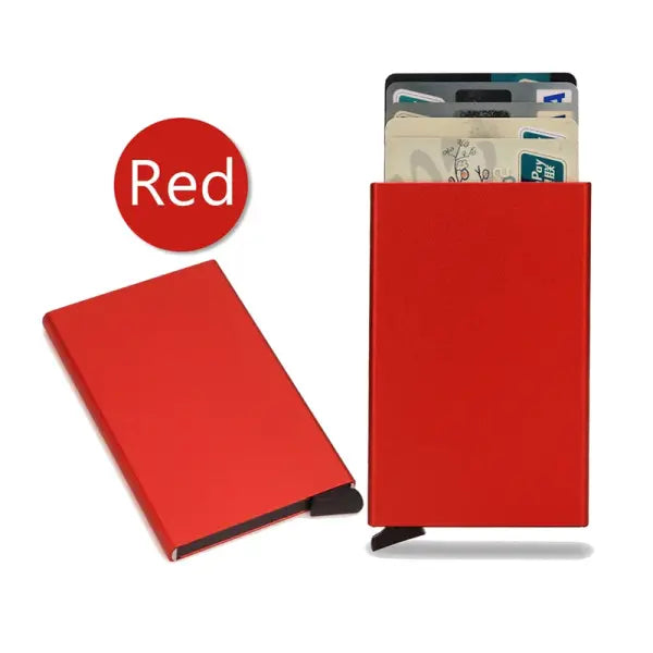 Smart Wallet Slim Men and Women Metal Card Holder - Red