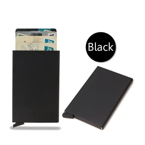 Smart Wallet Slim Men and Women Metal Card Holder - Black
