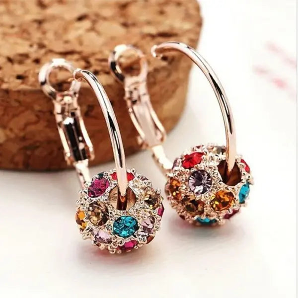 Rhinestone Lucky Ball Transfer Bead Earrings Fashion Jewelry Crystal Ball Earrings For Women Party Wedding Jewelry Stud