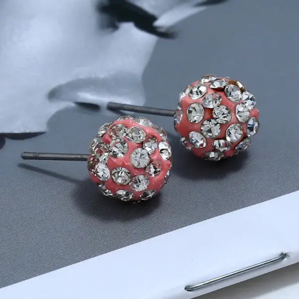 Rhinestone Lucky Ball Transfer Bead Earrings Fashion Jewelry Crystal Ball Earrings For Women Party Wedding Jewelry Stud